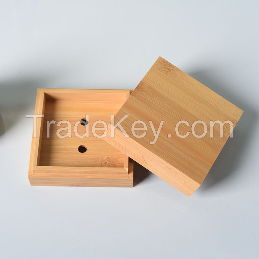 Wholesae Wooden Soap Packaging Box Varnishing Bamboo Wood Soap Storage Box With Cover Lid