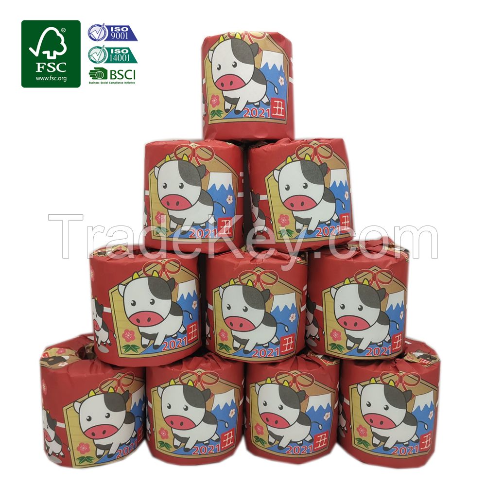 Free Sample-Wholesale Cheap Custom Printed Embossed Core Soft Eco Household Tissue Paper Toilet Roll