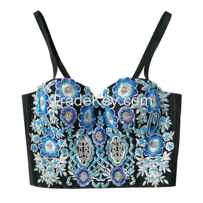 Custom Design Plus Size Shiny Beading women Jewelry Crop Top