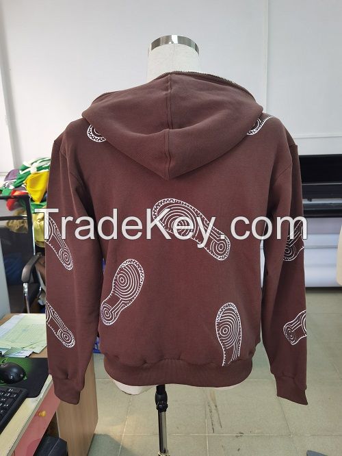 custom overall embroidery design zip up hoodie