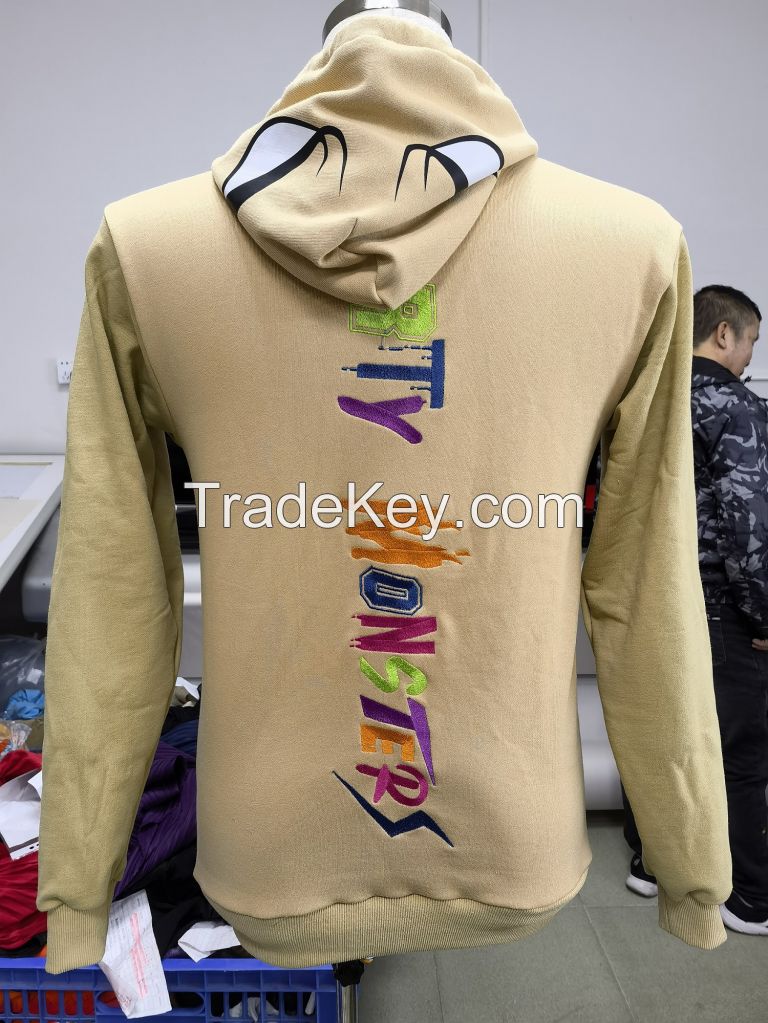 custom overall embroidery design zip up hoodie