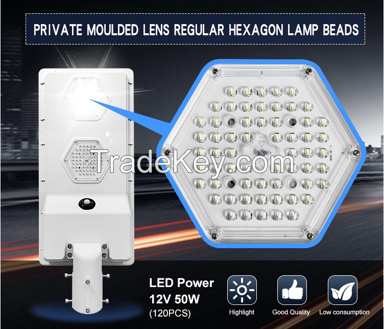 High Efficiency Outdoor Waterproof Ip65 smd 50w Integrated All In One Solar Led Street Light