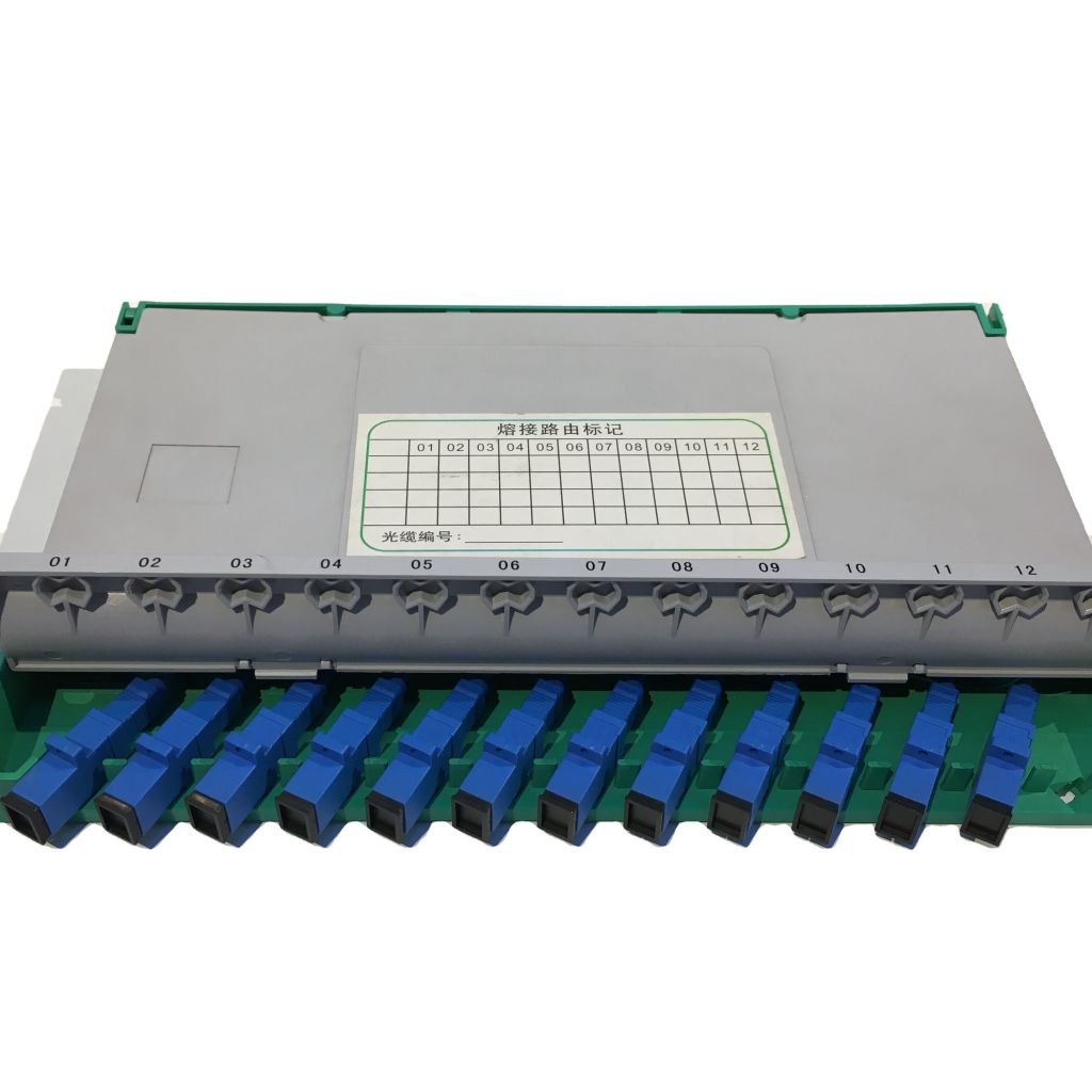 China Hot Sell FTTH High Quality 12 Port ABS Fiber SC Integrated Fusion DISC Fiber Optic Splice cassette tray