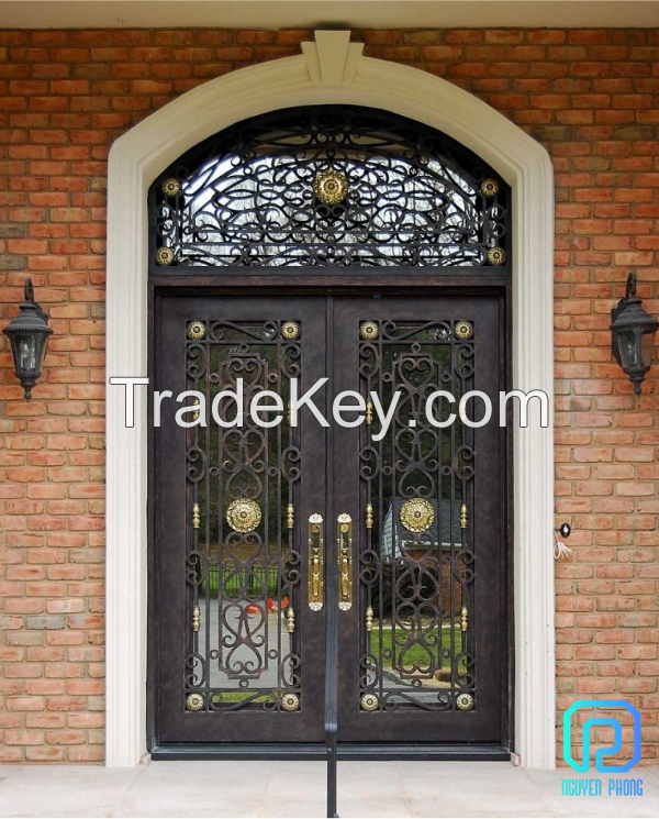 Wrought iron entry doors