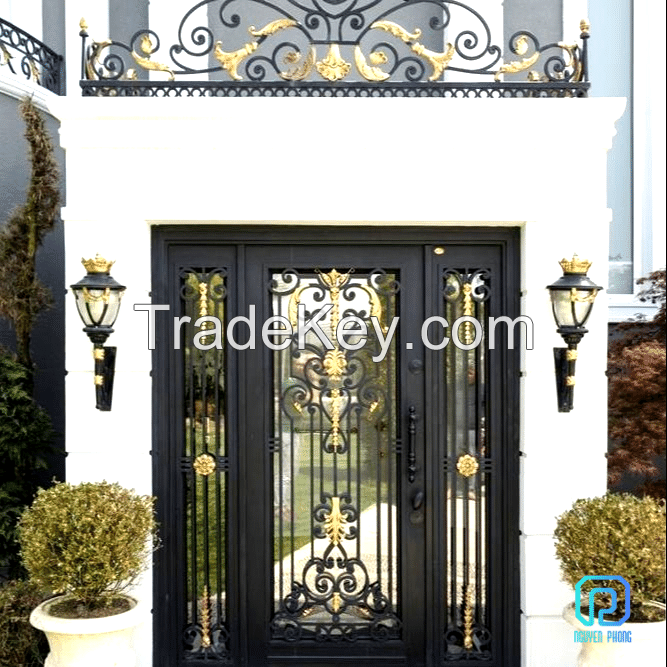 Wrought iron entry doors