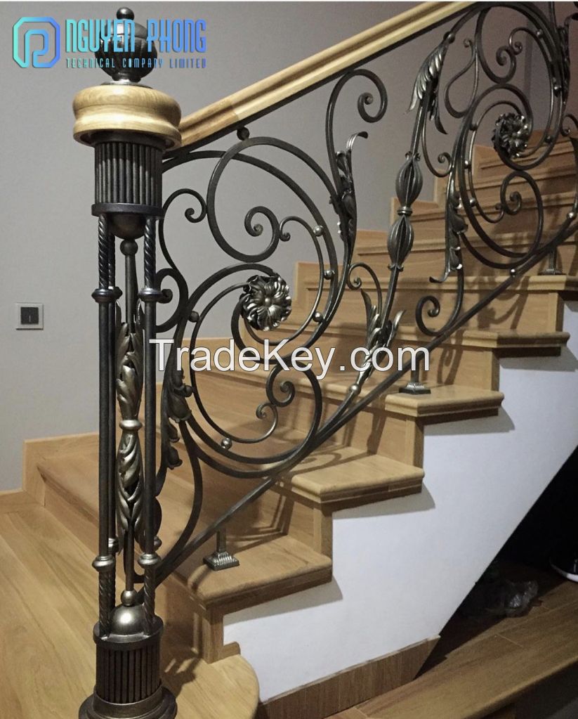 Elegant wrought iron stair balustrades
