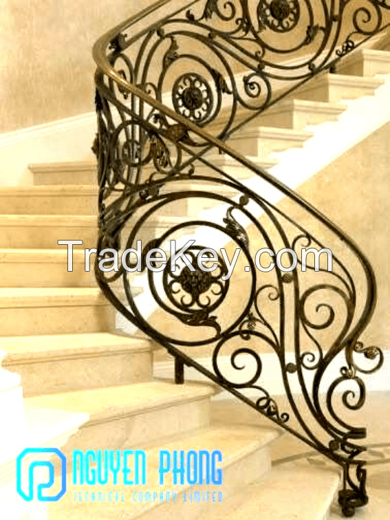 Elegant wrought iron stair balustrades