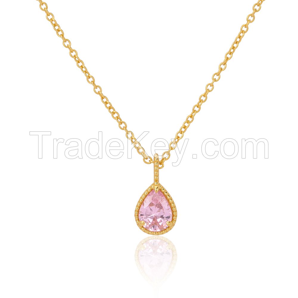 Custom Pear drop tear gemstone necklace