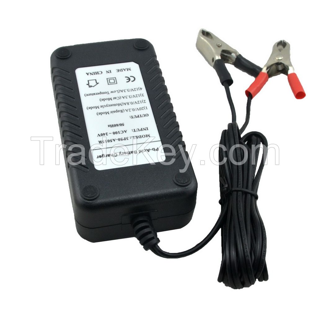 CarMotorcycle battery charger 12V 0.8A&3.3A car battery charger with desulfating function