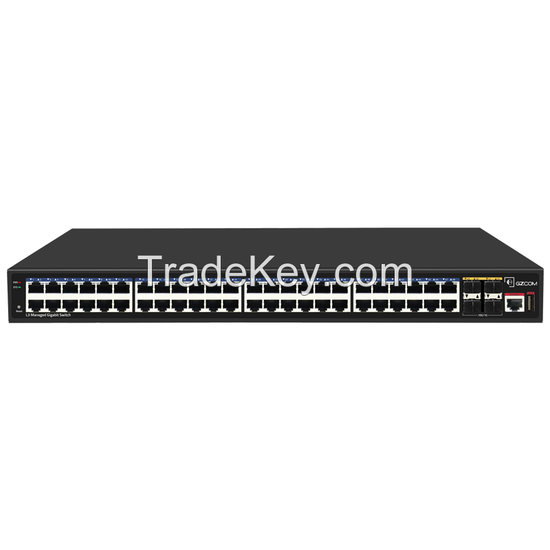 52 Ports Managed Switch 48*10/100/1000M+4*10G SFP Port+1*Console+1*USB Ports Managed Network switc