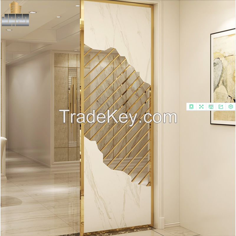 Indoor House Used Laser Cutting Golden Room Divider Aluminum Steel Wall Decoration Partitions