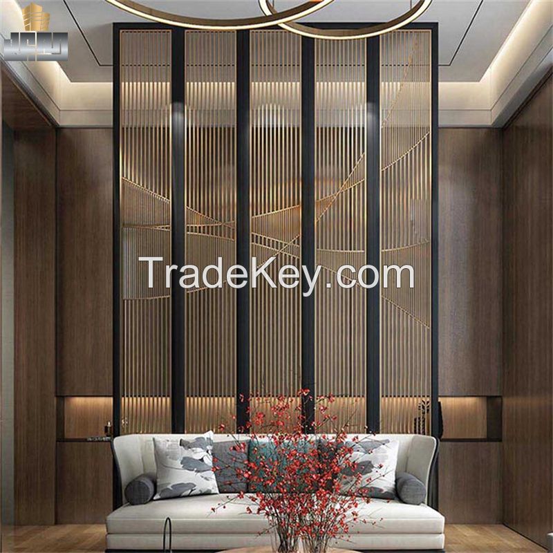 Steel Decorative Screen and Satin Black Gold Living Room Partition
