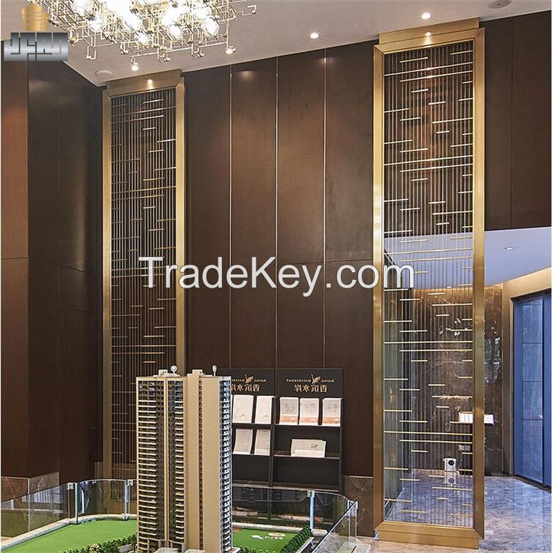 Foshan Manufacture Decorative Rose Gold Color Stainless Steel Living Room Partition