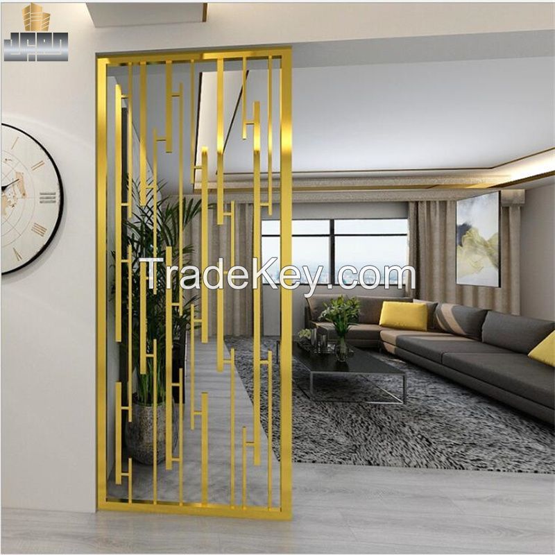 Background Stainless Steel Screen Partition with Brass Color for Stainless Steel Living Room Partition
