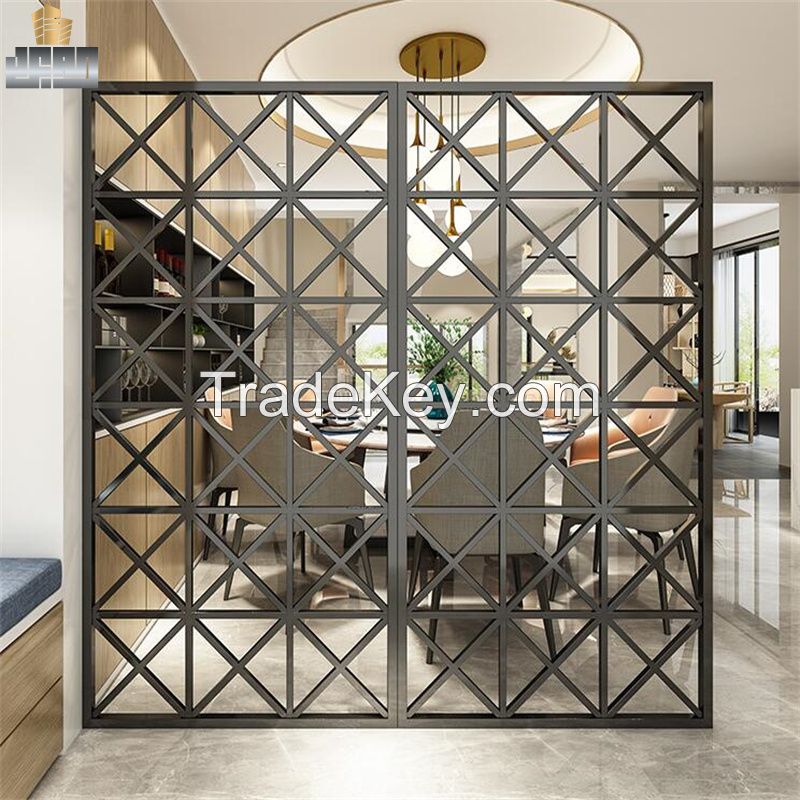 Steel Decorative Screen and Satin Black Gold Living Room Partition