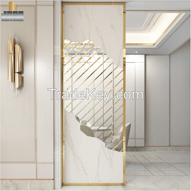 Golden Stainless Steel Laser Cutting Folding Screen Door Descorative Room