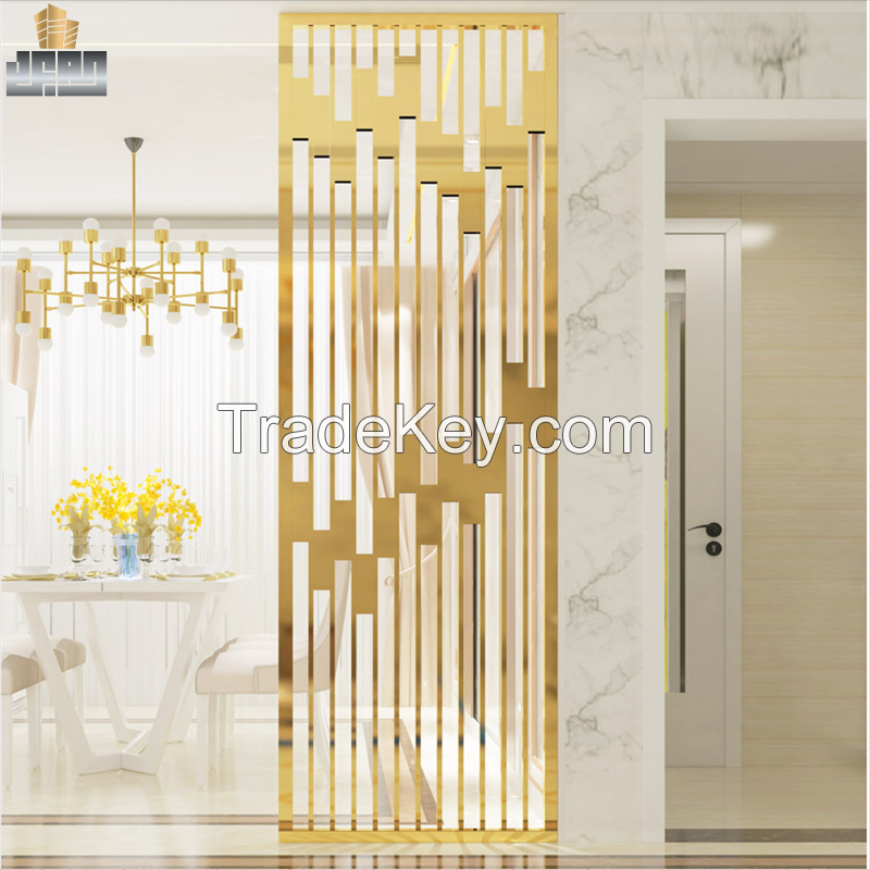 Interior Gold Partition Panels Room Divider Screen Laser Cut Decorative Stainless Steel Metal Screens