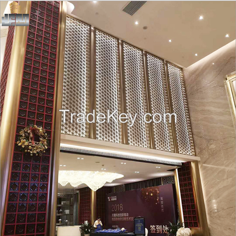 Background Stainless Steel Screen Partition with Brass Color for Stainless Steel Living Room Partition