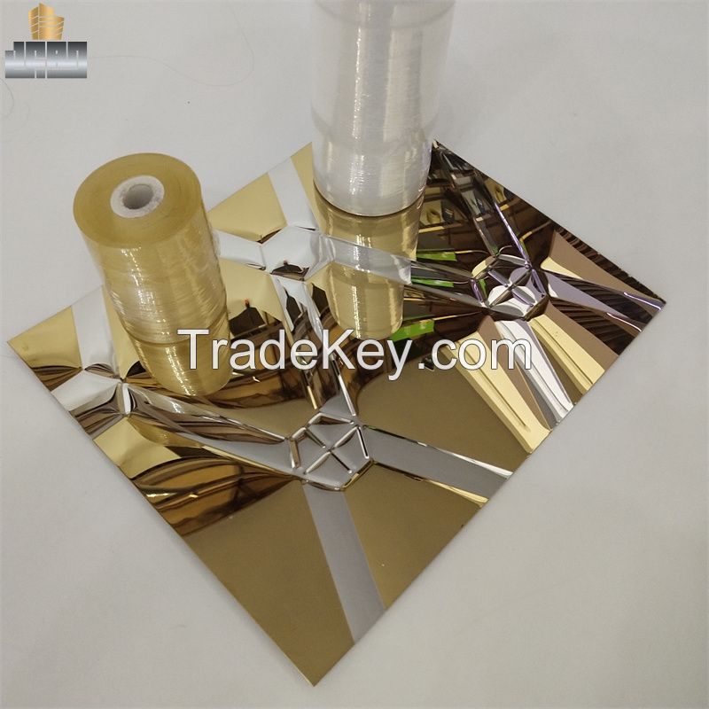 Roofing Sheets Clading Panels 0.8mm Double Color PVD Plating 3D Embossing Stainless Steel Sheets