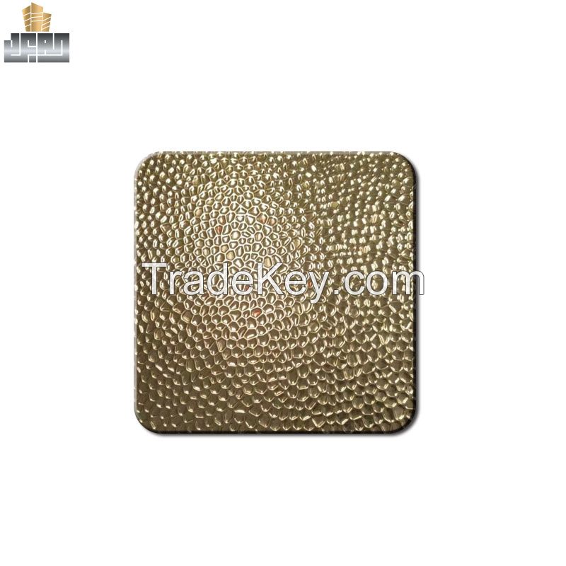 Hotel Ceiling Panels 0.8mm 316 Gold Mirror Honeycomb Embossing Stainless Steel Sheets 