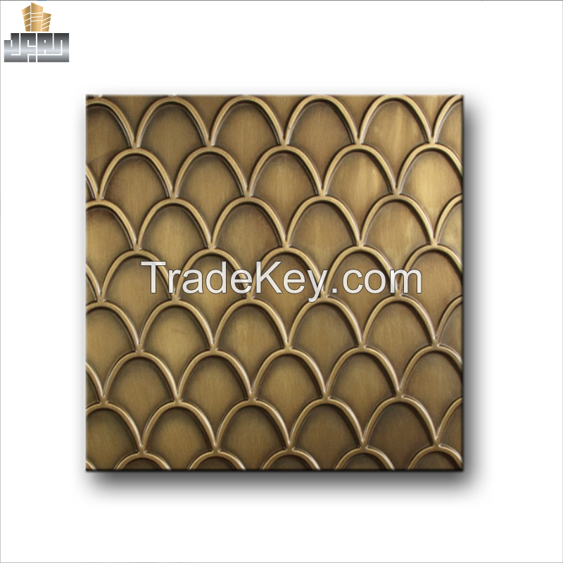 Hotel Ceiling Panels 0.8mm 316 Gold Mirror Honeycomb Embossing Stainless Steel Sheets 