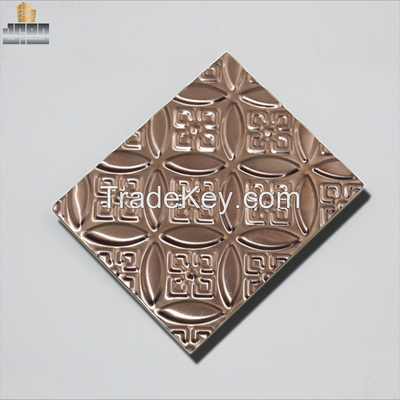 High End Hotel and Villa Decoration Copper Antique Bronze Embossing Stainless Steel Decorative Sheets 