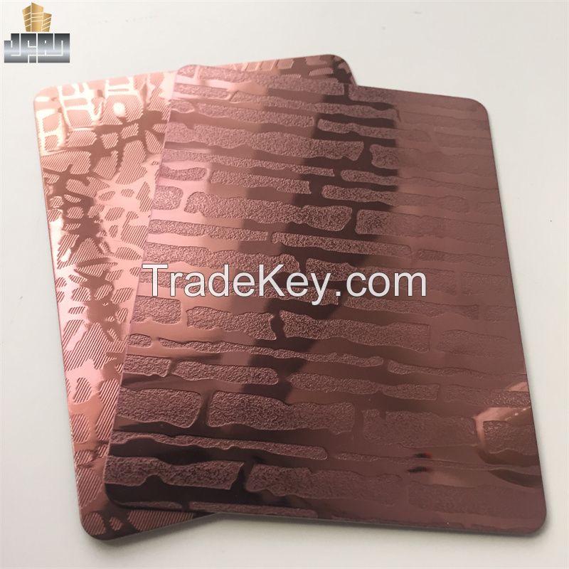 Hotel Projects Elevator Panels 304 Etched Red Bronze Stainless Steel Decorative Metal Sheets