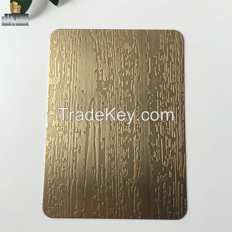 Hotel Projects Cladding Panel 304 Etched Bronze Stainless Steel Decorative Metal Sheets