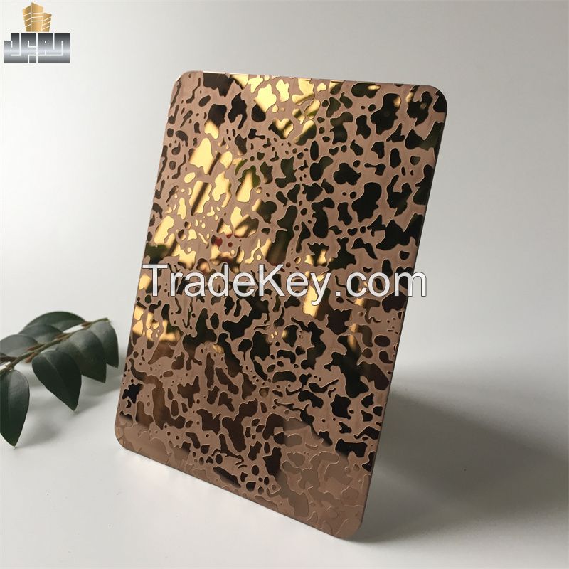 Hotel Projects Kitchenware Panel 1.0mm 4*8 Etched Gold Mirror PVD Stainless Steel Decorative Sheets