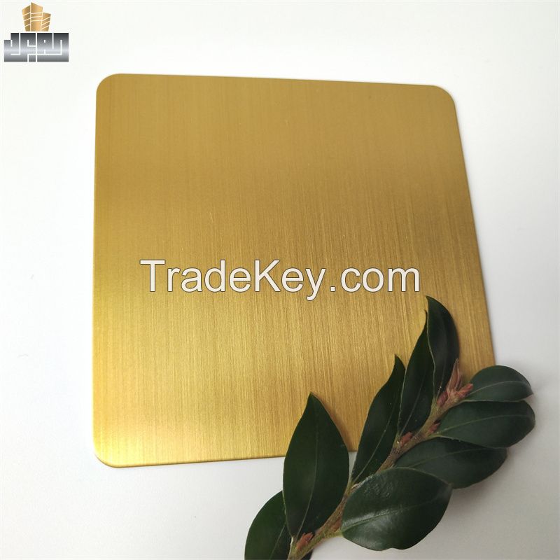 Hotel Decoration Wall Panel 0.8mm 304 Brass Hairline Brushed Stainless Steel Sheets