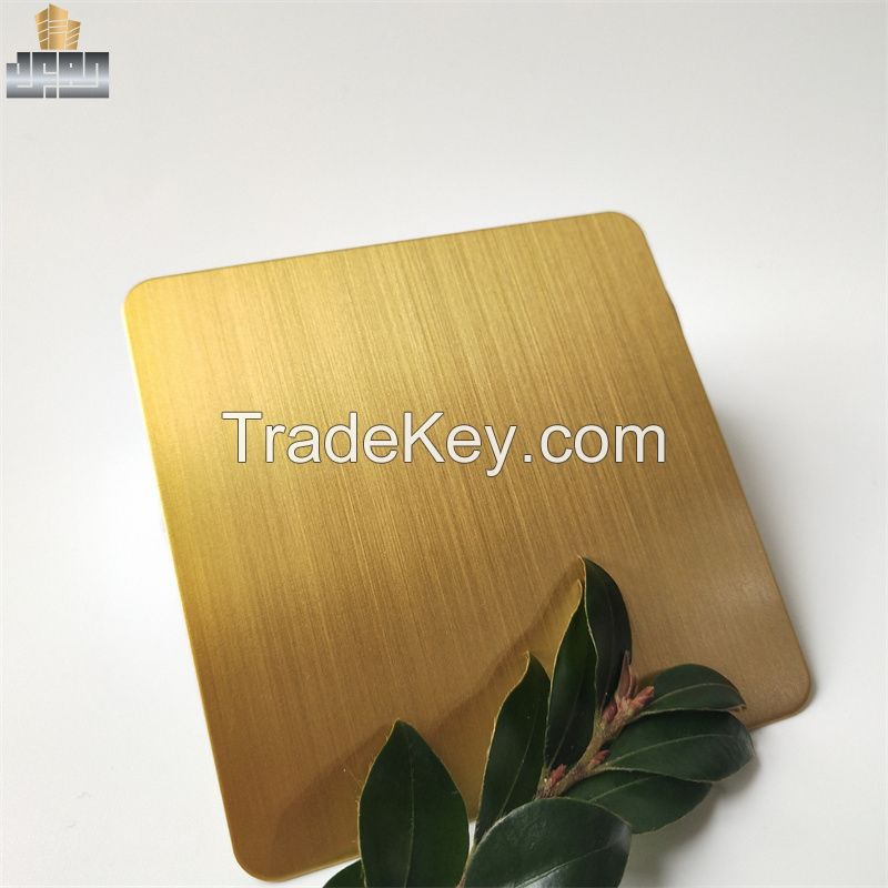 Hotel Decoration Wall Panel 0.8mm 304 Brass Hairline Brushed Stainless Steel Sheets