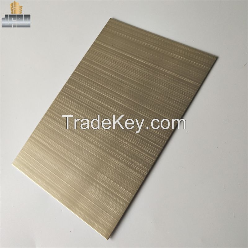 PVD Coating Champagne Gold Hairline Stainless Steel Sheet Price for Decoration
