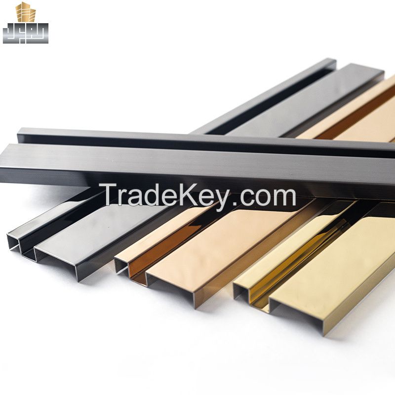 Floor U Profile Ti Gold Brushed Stainless Steel Tile Corner Trim 