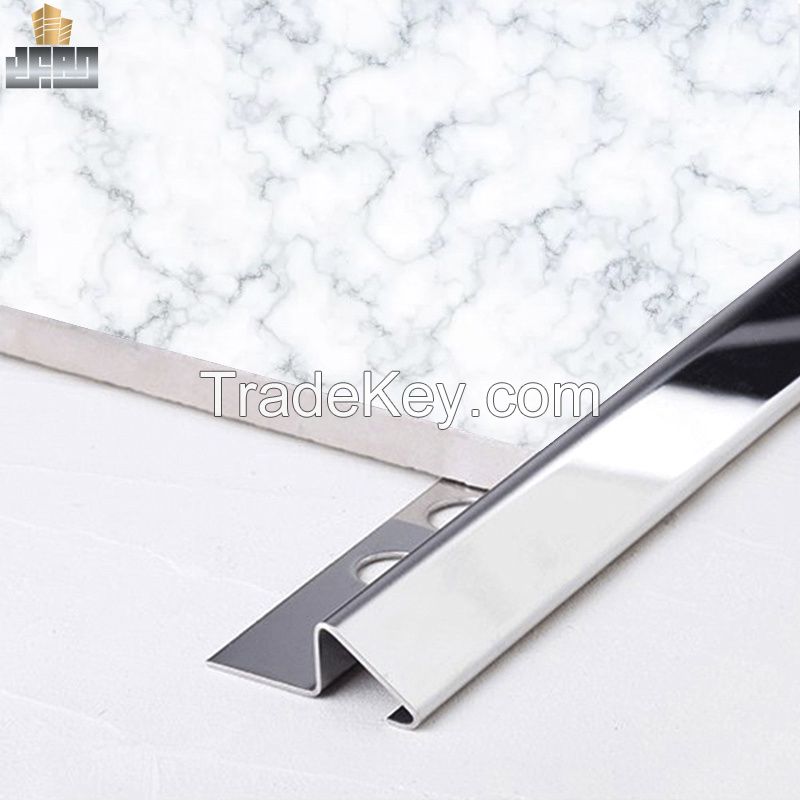 Luxury Silver Color Perforated Edge Mirror Curved Stainless Steel Tile Trim