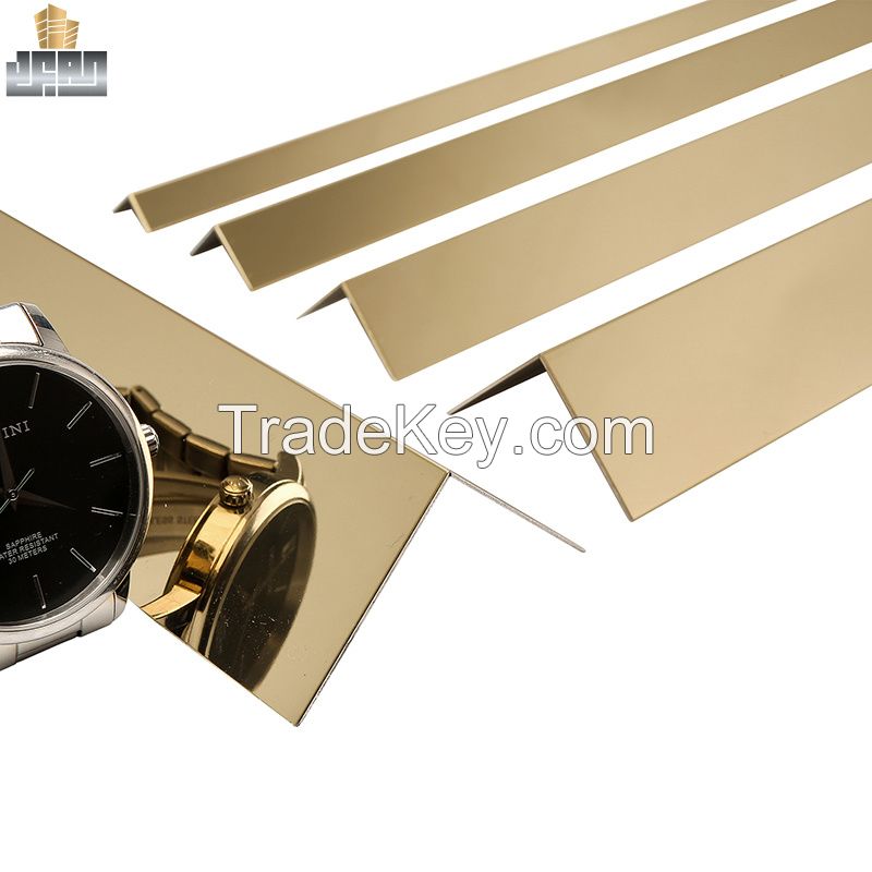 Gold Mirror L Shape 0.6mm 304 Ss Metal Tile Trims for Corner Protection