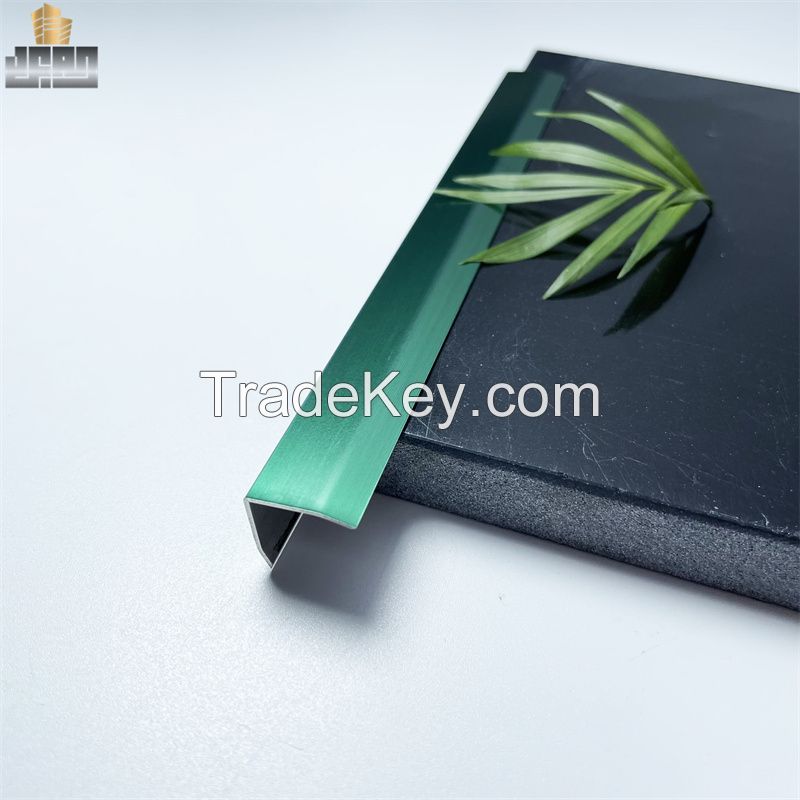 Green Hairline Stainless Steel L Shape Tile Trim Tile Edge Protection 