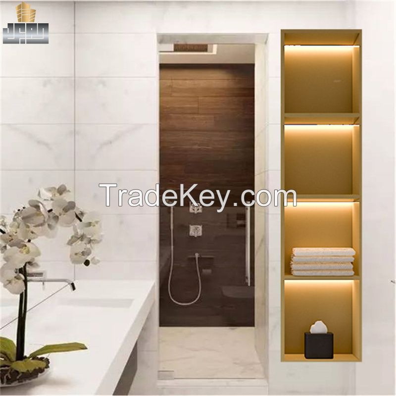 Stainless Steel Bathroom Wall Square Golden Bushed Shower Niche 