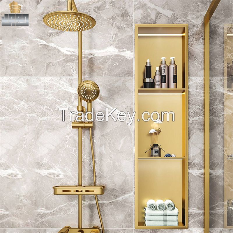 Stainless Steel Bathroom Wall Square Golden Bushed Shower Niche