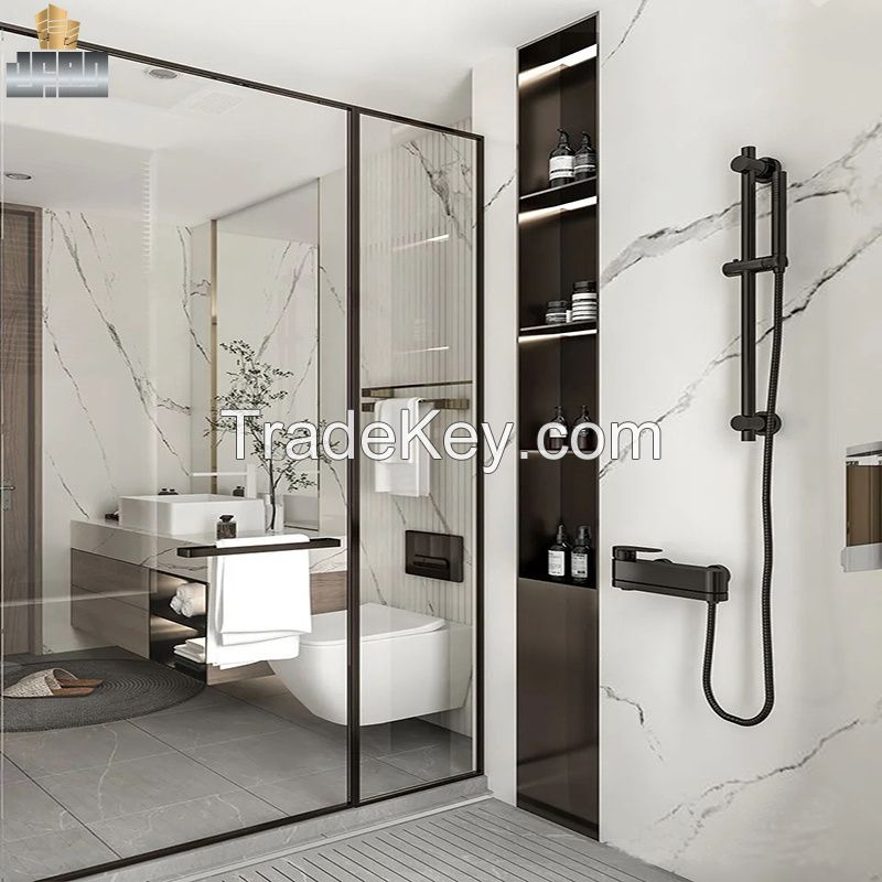 Steel Bathroom Wall Square Black Bushed Shower Niche