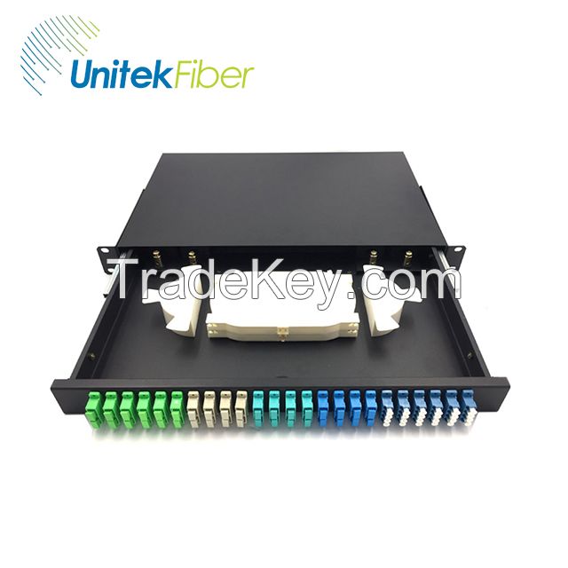 Fiber Optic Patch Panel 1U LC SC FC ST Splice Tray for Network System