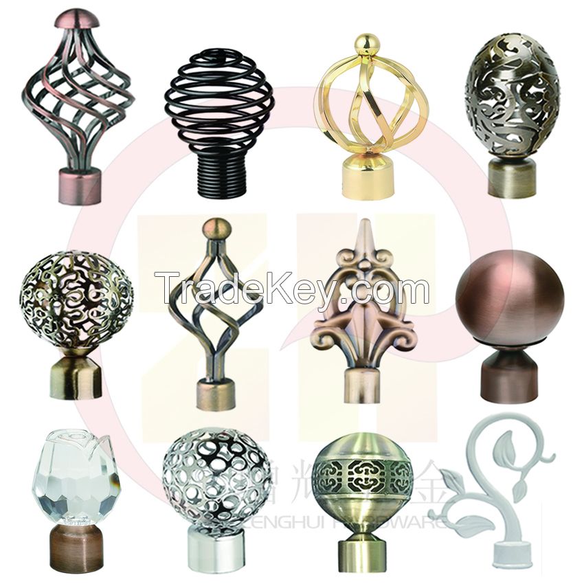 Home decoration accessory iron curtain rod New design classical Kenya gold curtain rod set,curtain rod finials