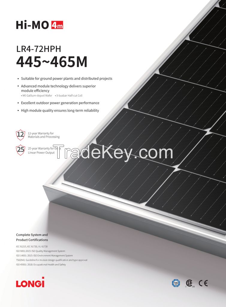 LONGI Solar panel A grade Single/Mono 445W 450W 455W ready stock