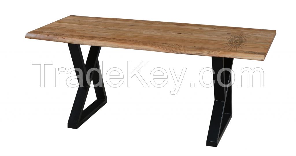 Live Edge Iron & Wooden Table 