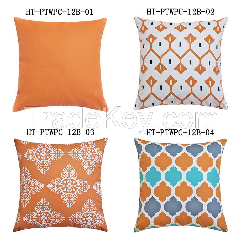 New Design Custom Print Orange Blue Waterproof Outdoor Cushion Cover Decorative Pillow Case Design housse de coussin