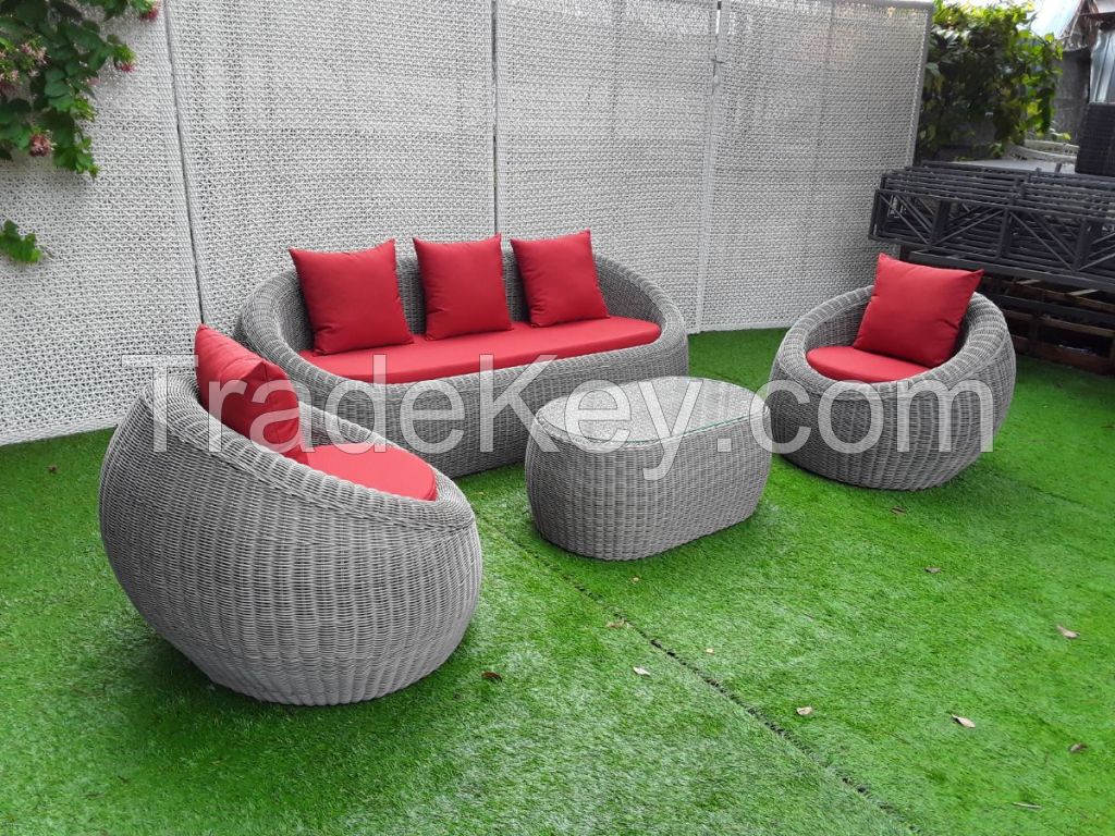 Sofa set outdoor furniture with red cushion outdoor