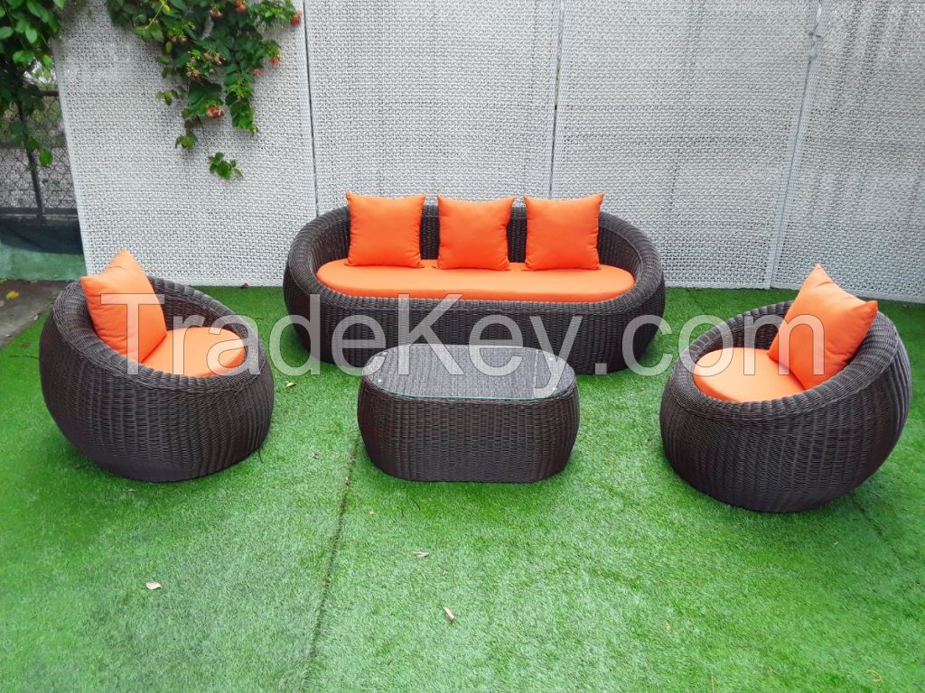 Set sofa garden includes 3 seats 1 chair and 1 table with modern design