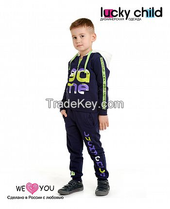 Lucky Child sports suit: sweatshirt and pants blue and green