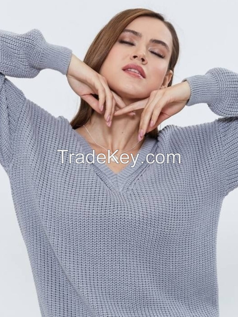 DELMA Women's sweater grey, pearl grey