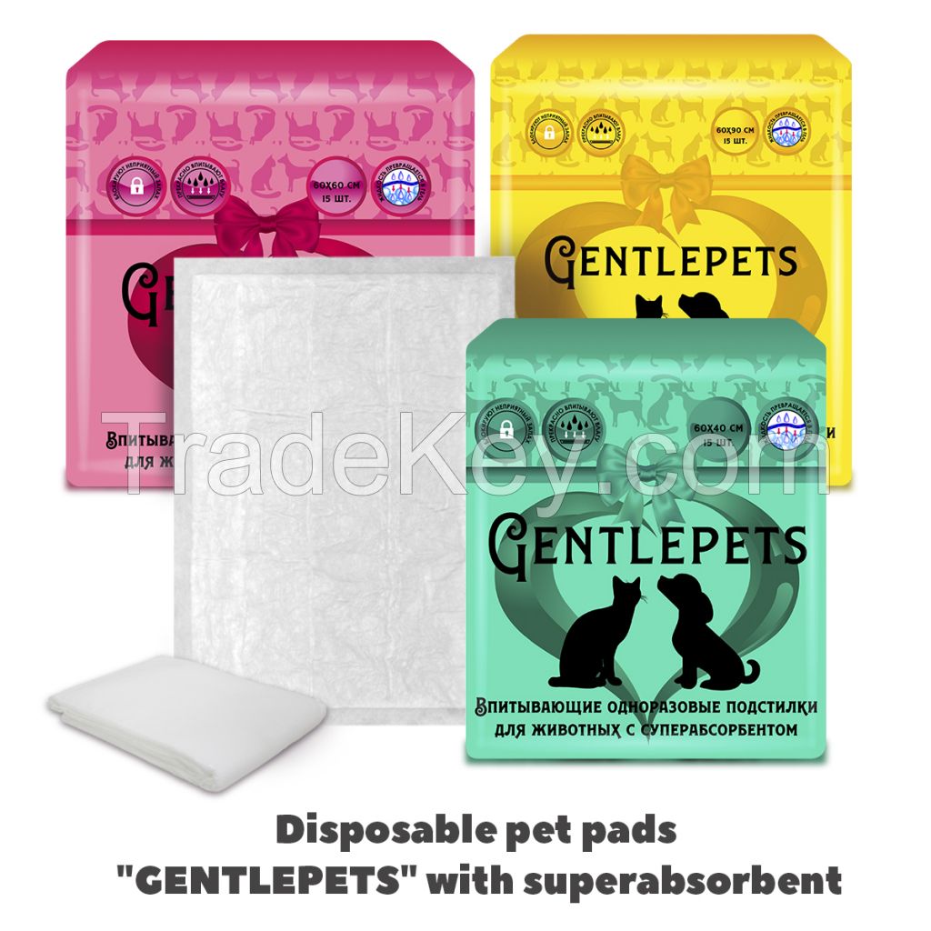 Disposable absorbent pet pads Gentlepets with superabsorbent
