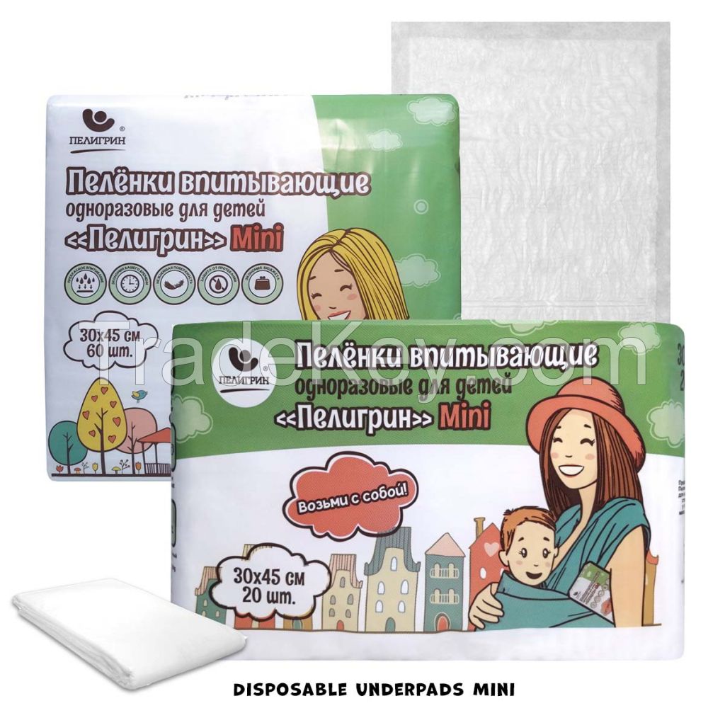 Disposable Absorbent Underpads Peligrin Mini Series